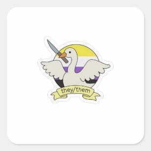 Sticker Carré Ils Goose Non binaire LGBT Pride Mois