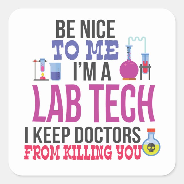 Sticker Carré Im femmes d'hommes d'un technicien de laboratoire (Devant)