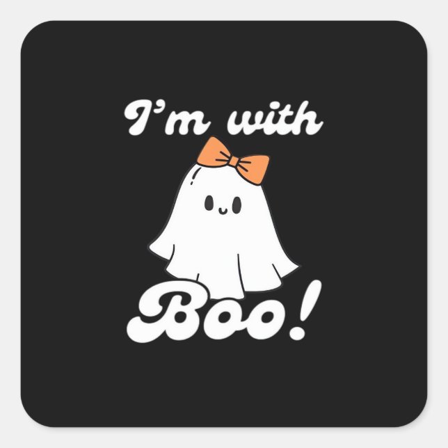 Sticker Carré Im With Boo Funny Retro Style (Devant)