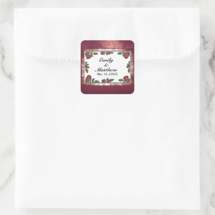 Sticker Carré Image de cadre Red Roses avec Mariage Cloud Rouge 