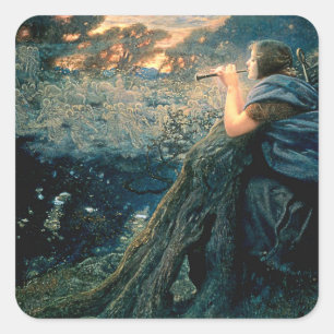 Sticker Carré "Imaginaire au crépuscule" d'Edward Robert Hughes