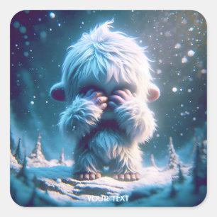 Sticker Carré Imaginaire Bébé mignon Yeti hiver