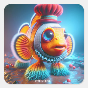 Sticker Carré Imaginaire Clown mignon Poisson clown