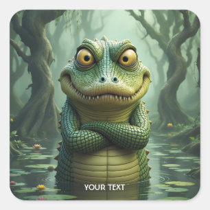 Sticker Carré Imaginaire Crocodiles en colère mignons