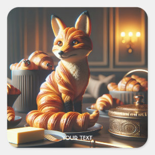 Sticker Carré Imaginaire Croissant mignon Beurre Fox