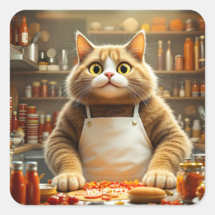 Sticker Carré Imaginaire Cute Big Eyes Chat