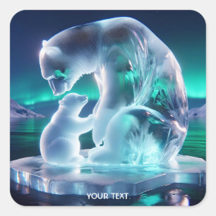 Sticker Carré Imaginaire Cute Cute Cub Cub Ours