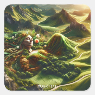 Sticker Carré Imaginaire Cute Fields Plante femme