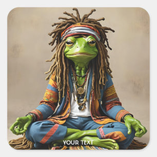 Sticker Carré Imaginaire Cute Frog Dreads Méditation
