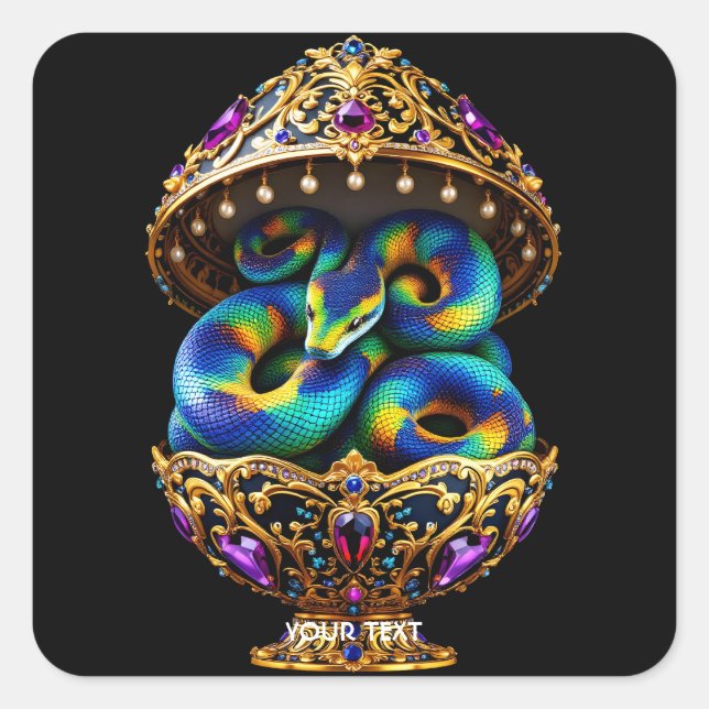 Sticker Carré Imaginaire Cute Snake Vibrant Oeuf (Devant)