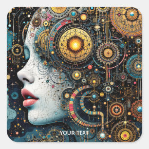 Sticker Carré Imaginaire Cute Steampunk Mechanic Girl