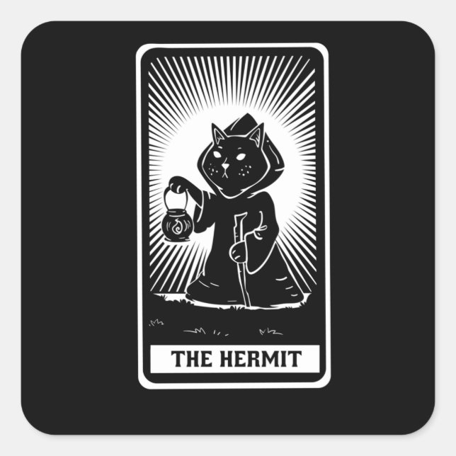 Sticker Carré Imaginaire de la carte Tarot Cat (Devant)