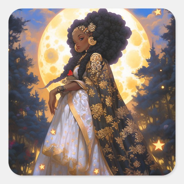 Sticker Carré Imaginaire femme Art Africain Américain (Devant)