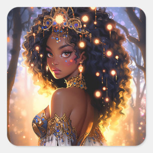 Sticker Carré Imaginaire femme Art Africain Américain