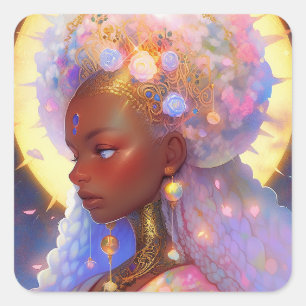Sticker Carré Imaginaire femme Art Africain Américain