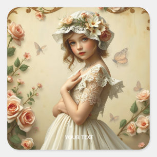 Sticker Carré Imaginaire Fleurs Victoriennes mignonnes 
