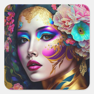 Sticker Carré Imaginaire Glam Femme Pop Art