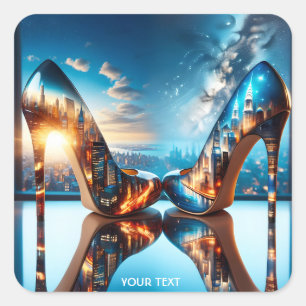 Sticker Carré Imaginaire Jolie Chaussures en verre Ville