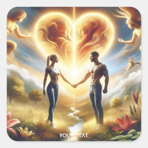 Sticker Carré Imaginaire mignon amour Sun Heart