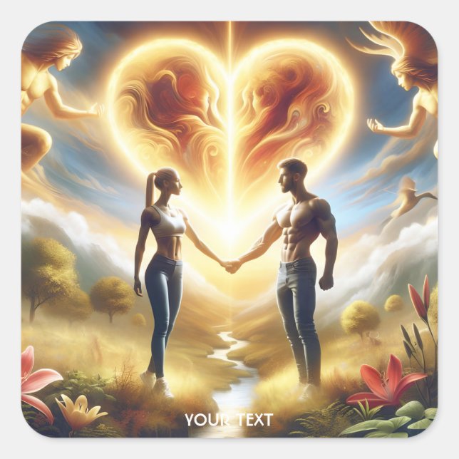 Sticker Carré Imaginaire mignon amour Sun Heart (Devant)