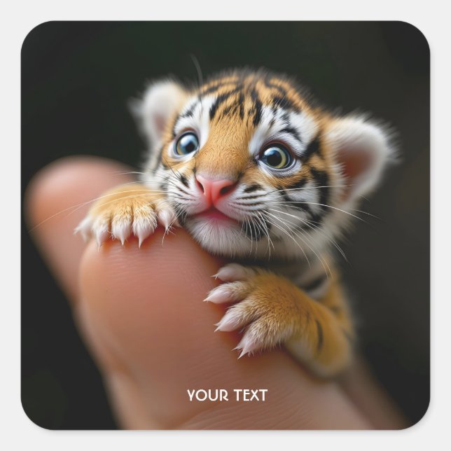 Sticker Carré Imaginaire mignon bébé Tiger doigt (Devant)