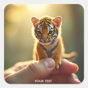 Sticker Carré Imaginaire mignon bébé Tiger main