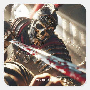Sticker Carré Imaginaire mignon guerrier ancienne armure