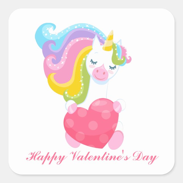 Sticker Carré Imaginaire mignon Heureuse Sainte-Valentin de lico (Devant)