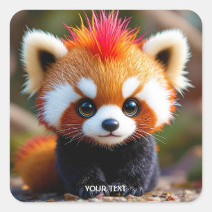 Sticker Carré Imaginaire mignon Panda Red Hai