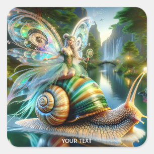 Sticker Carré Imaginaire mignon Snail Girl River