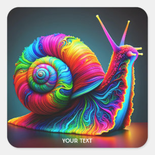 Sticker Carré Imaginaire Mignonne escargot Beaucoup de couleurs