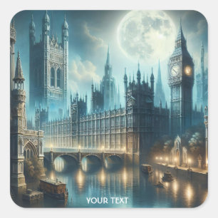 Sticker Carré Imaginaire Mignonne Gothique Londres Nuit