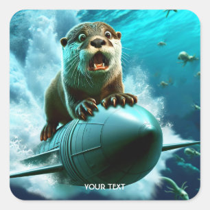 Sticker Carré Imaginaire Mignonne Torpedo Otter Mer