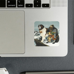 Sticker Carré Imaginaire nain Saint Bernard Dog
