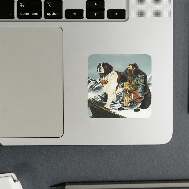 Sticker Carré Imaginaire nain Saint Bernard Dog (Créateur téléchargé)