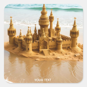 Sticker Carré Imaginaire plage de sable fin Castle