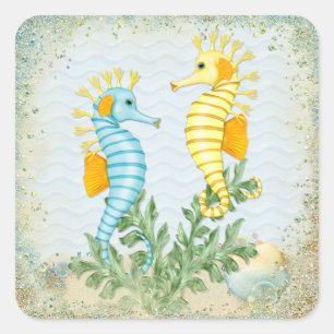 Sticker Carré Imaginaire Seahorse