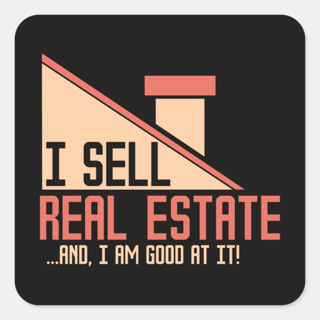 Sticker Carré Immobilier - Je Vends Immobilier (Devant)