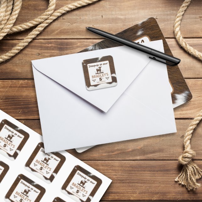 Sticker Carré Impression Animale Troupeau de Bovins Marron Anniv (Créateur téléchargé)