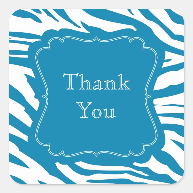 Sticker Carré Impression Aqua Blue Zebra (Devant)
