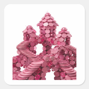 Sticker Carré Impression d'autocollant abstrait rose pelable