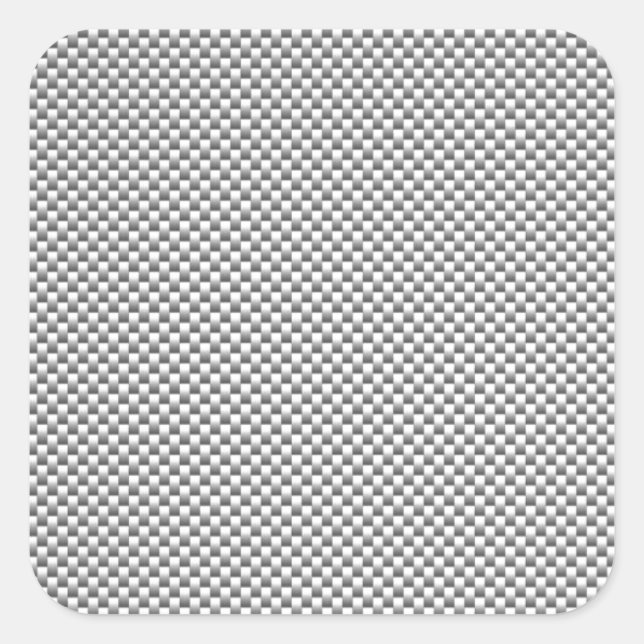 Sticker Carré Impression de fibre de carbone blanche en argent (Devant)