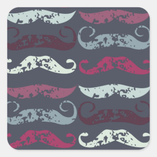 Sticker Carré Impression de moustache rétro en détresse