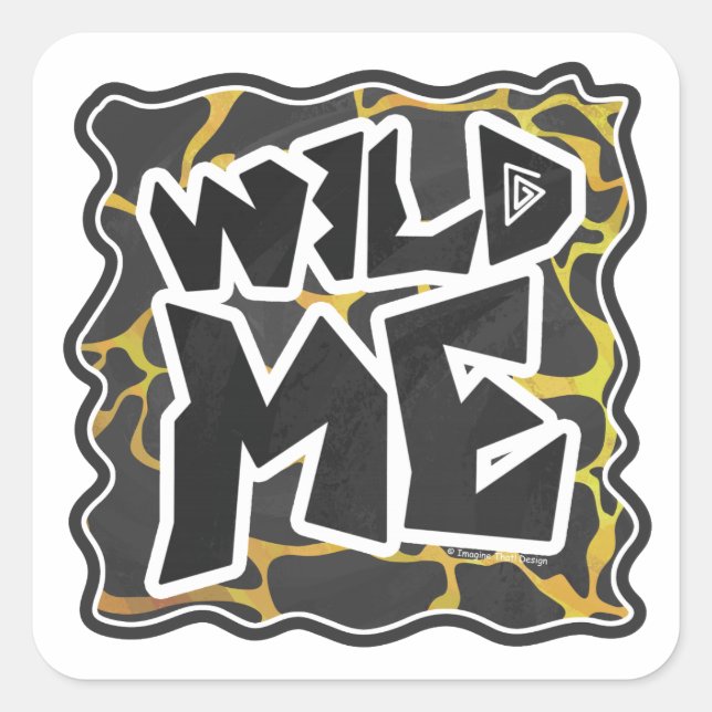 Sticker Carré Impression Giraffe noir et jaune (Devant)