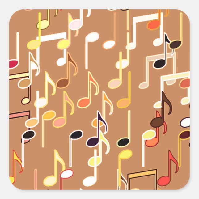 Sticker Carré Impression musicale - Caramel Tan, Multi (Devant)