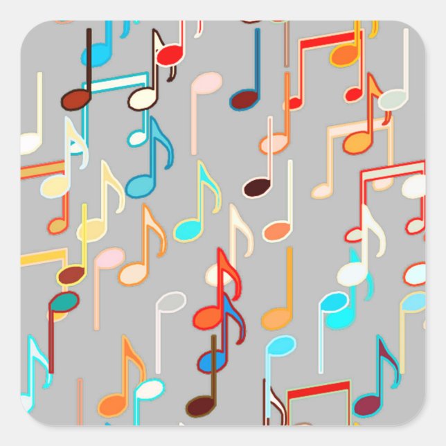 Sticker Carré Impression musicale - Gris moyen, Multi (Devant)