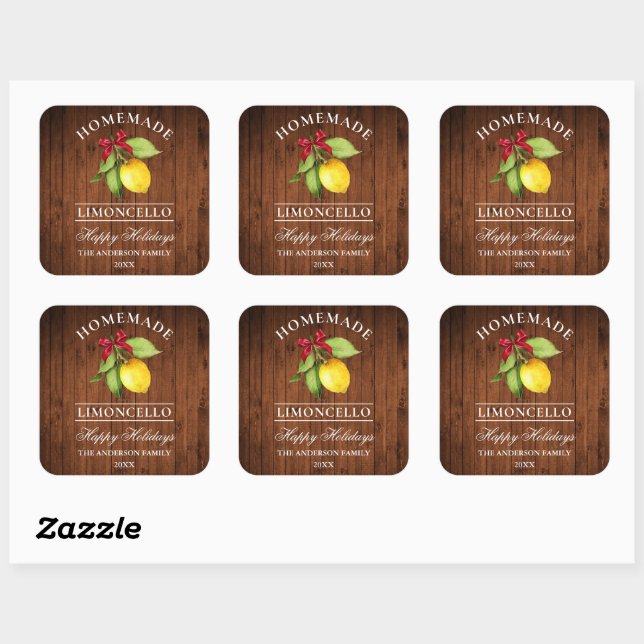 Sticker Carré Impression sur bois de limoncello au citron aquare (Feuille)