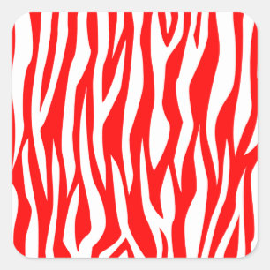 Sticker Carré Impression Zèbre rouge