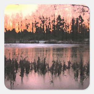 Sticker Carré Impressions de coucher de soleil