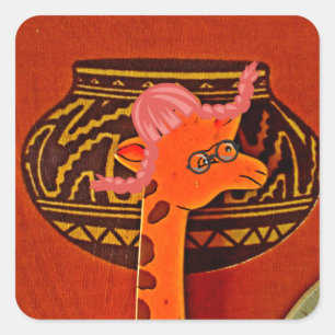 Sticker Carré Imprimer Casquette Giraffe